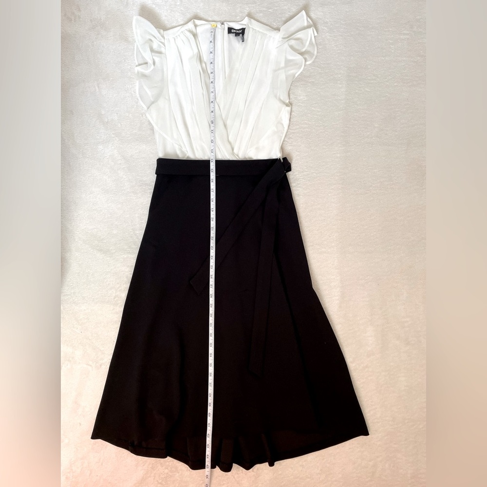 DKNY Women's A-Line White & Black Midi Dress